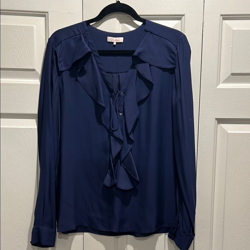 Parker Blue Ruffled Long Sleeve Blouse